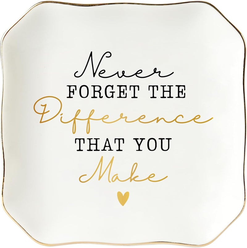 HEXMOZ Galentines Day Gifts for Women Girls – Thank You Birthday Appreciation Valentines Gifts for Teachers, Friends, Coworkers, Boss, Nurse - 4.5" x 4.5"Ceramic Jewelry Dish Tray - Image 1